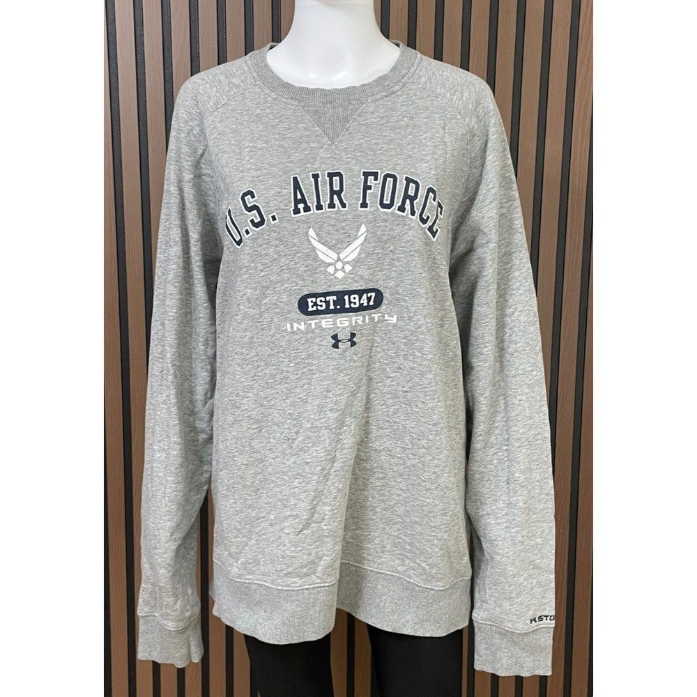 Under Armour Men's L Gray‎ Sweatshirt Cotton Fleece Lined Loose U.S Air Force